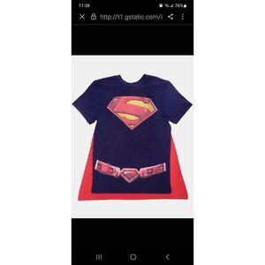 Superman Movie Cape T Shirt 2X DC Comics Book Costume Cosplay Man of Steel